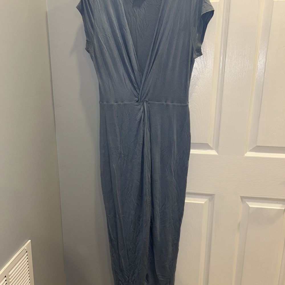 Chic Slate Blue Midi Dress